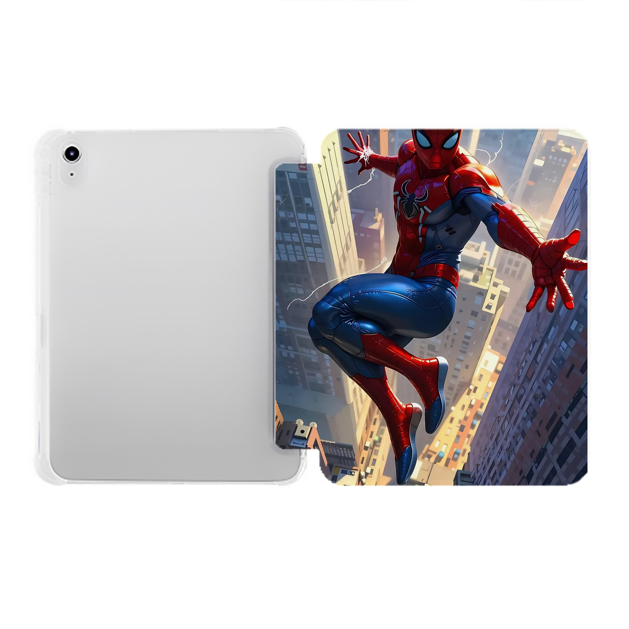 （画像用） Spider Man スパイダーマン IPad ケース ペン収納付き 三つ折りスタンド PUレザー×シリコン 対応機種9.5/10.5/10.9インチ